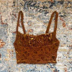Urban outfitters velvet gold and brown top